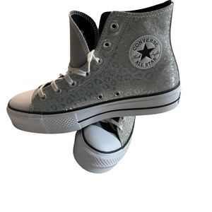 Silver cheetah print All Star Converse. New comes with box.